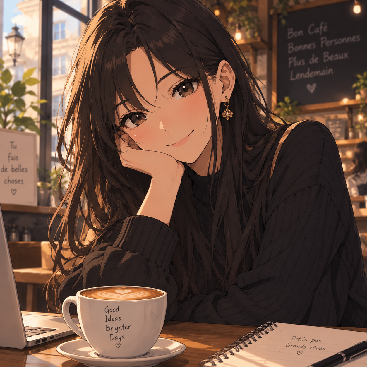 Portrait anime fictif d’Aoi, femme adulte de 28 ans